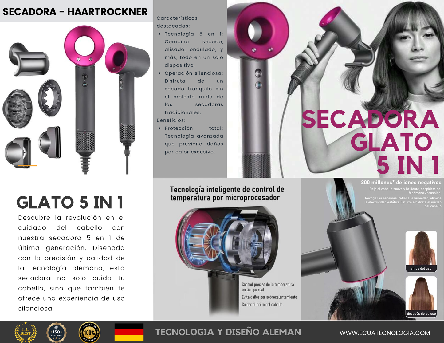 SECADORA GLATO 5 IN 1 HAARTROCKNER